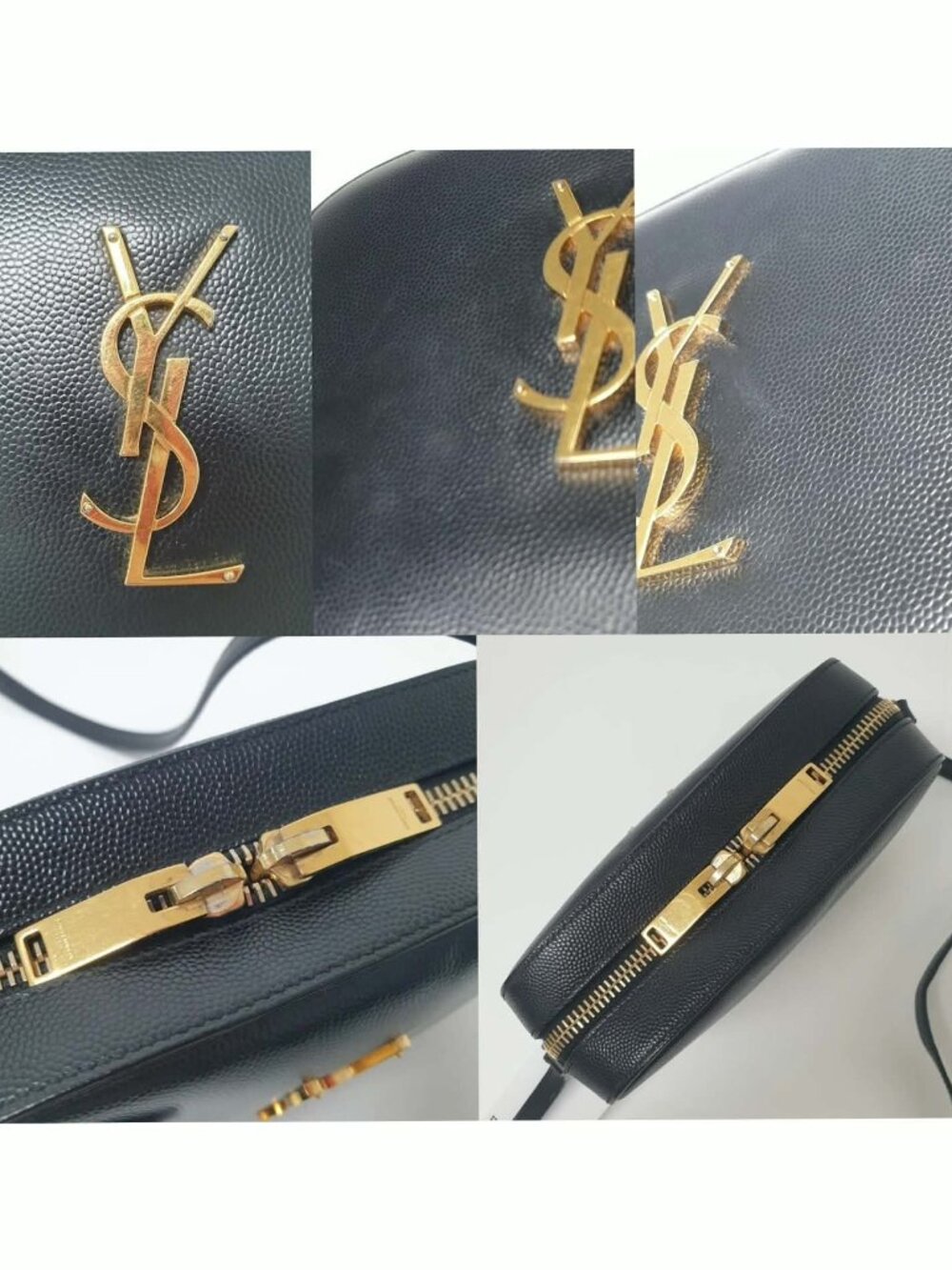 Authentic YSL Saint Laurent Lou Camera Bag Black Leather Gold Logo Crossbody - Picture 7 of 11